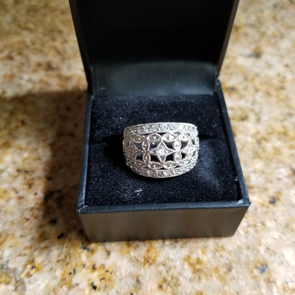 Silver evening ring